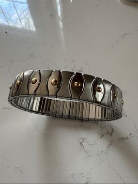Milor Two-Tone Silver and Gold Stretch Bracelet 18 k